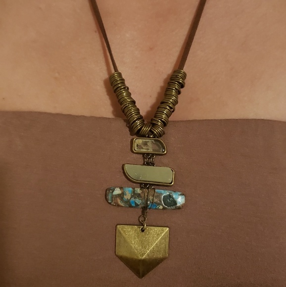 Handcrafted Bronze Stone Necklace - Picture 1 of 3